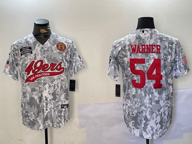 Men San Francisco 49ers #54 Warner Nike Arctic Camo 2024 Salute to Service Limited NFL Jersey style 3